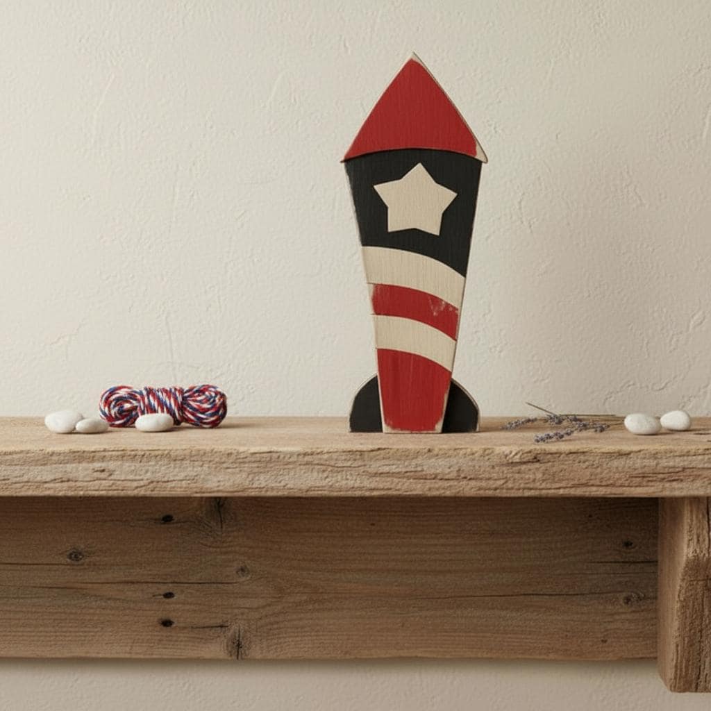Rustic Patriotic Rocket & Star Shelf Sitters – 4th of July - Independence Day Tiered Tray Decor - TheGrumpyRooster