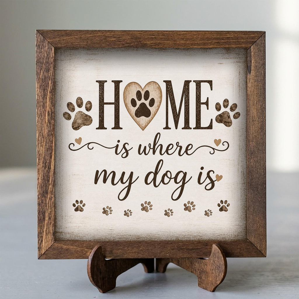 Framed Dog Paw Print Art | Rustic Farmhouse Pet Decor