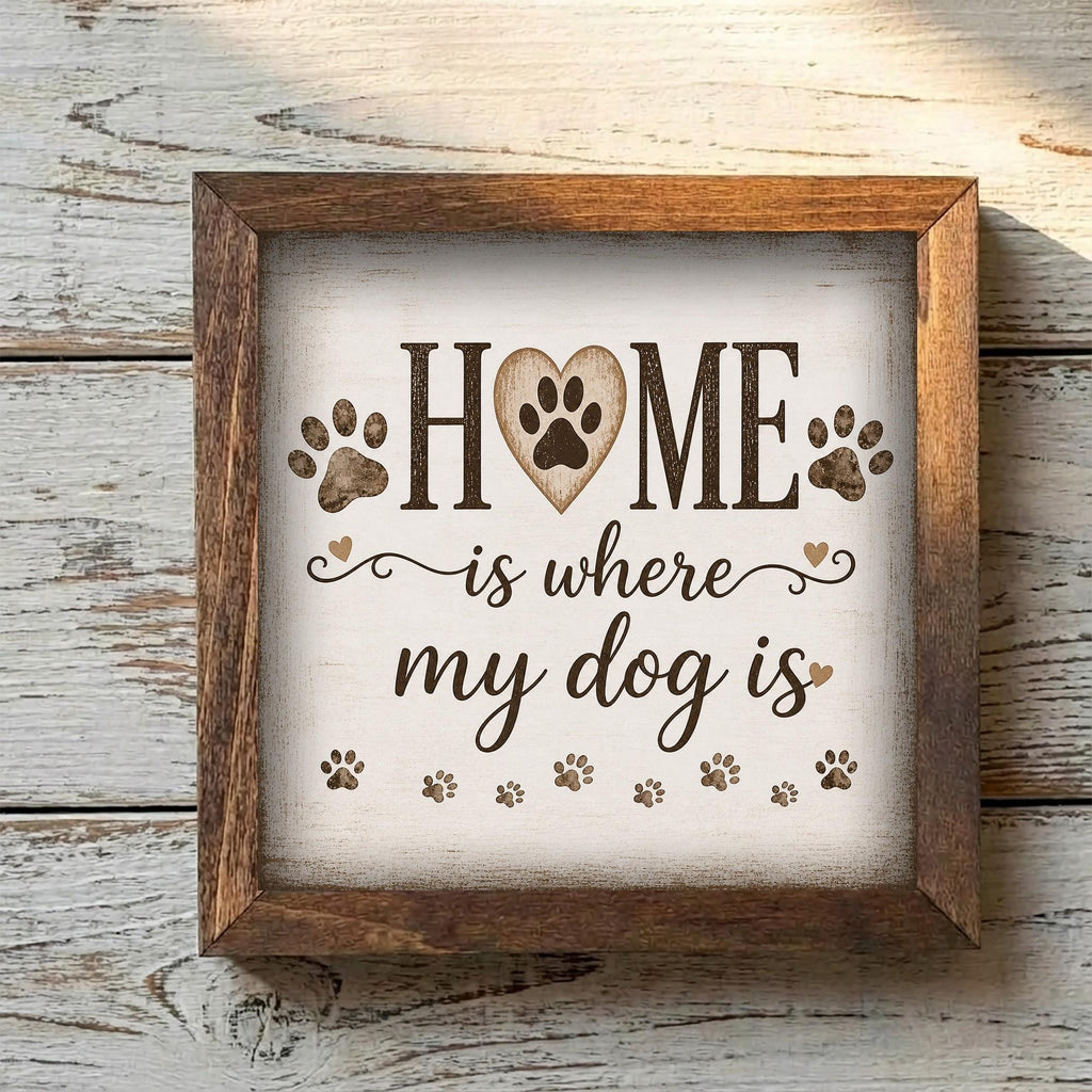 Framed Dog Paw Print Art | Rustic Farmhouse Pet Decor