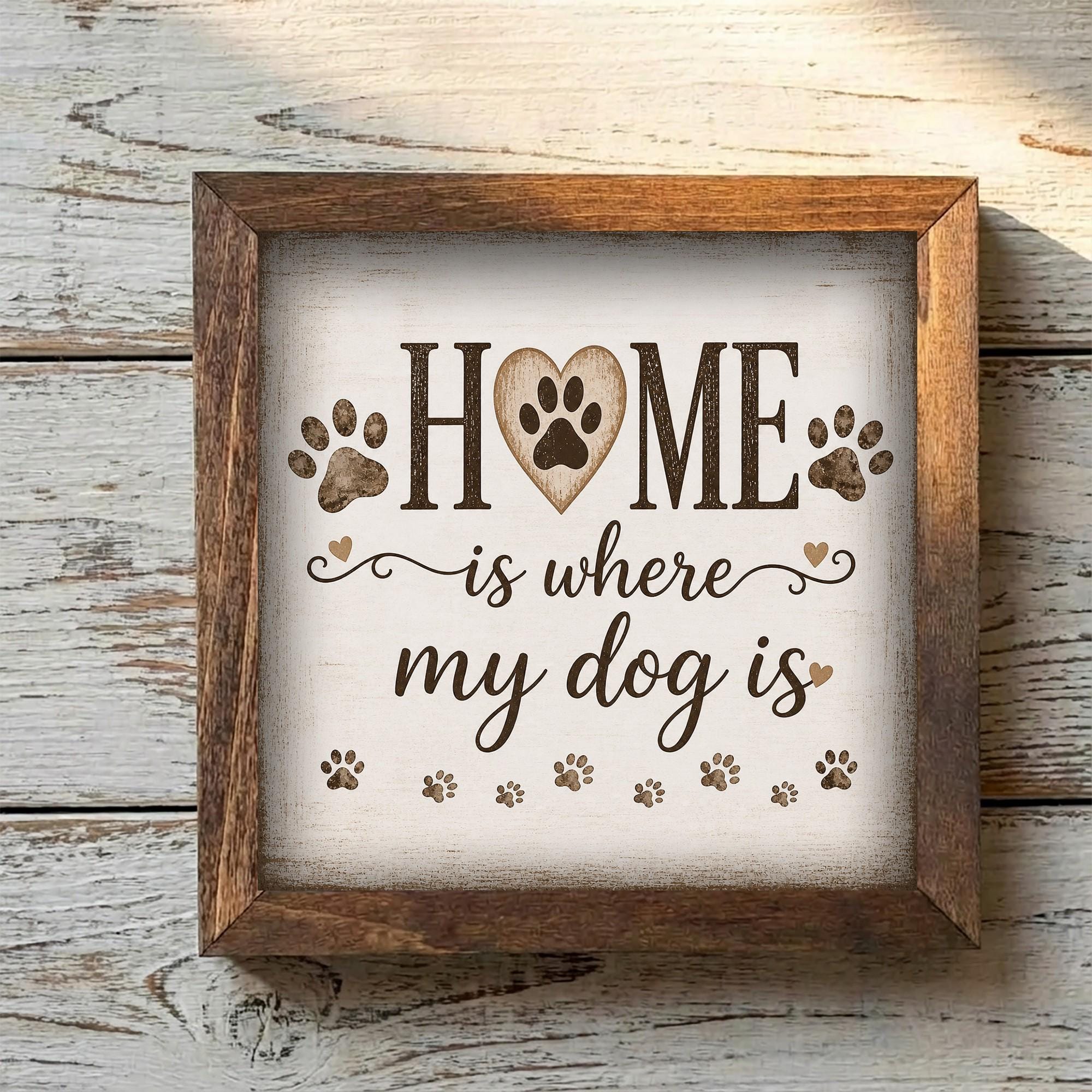 Framed Dog Paw Print Art | Rustic Farmhouse Pet Decor