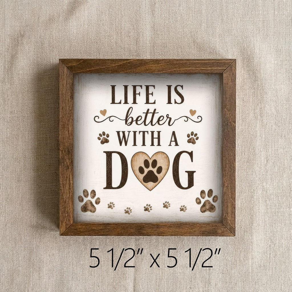 Framed Dog Lover Art Print | Rustic Farmhouse Shelf Decor