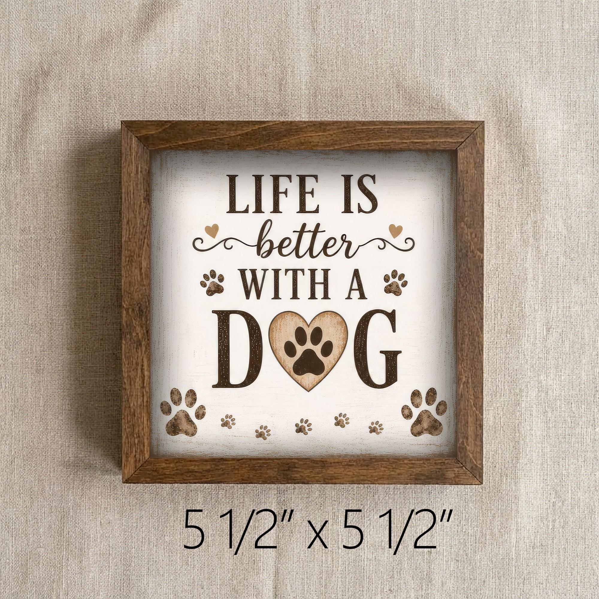 Framed Dog Lover Art Print | Rustic Farmhouse Shelf Decor