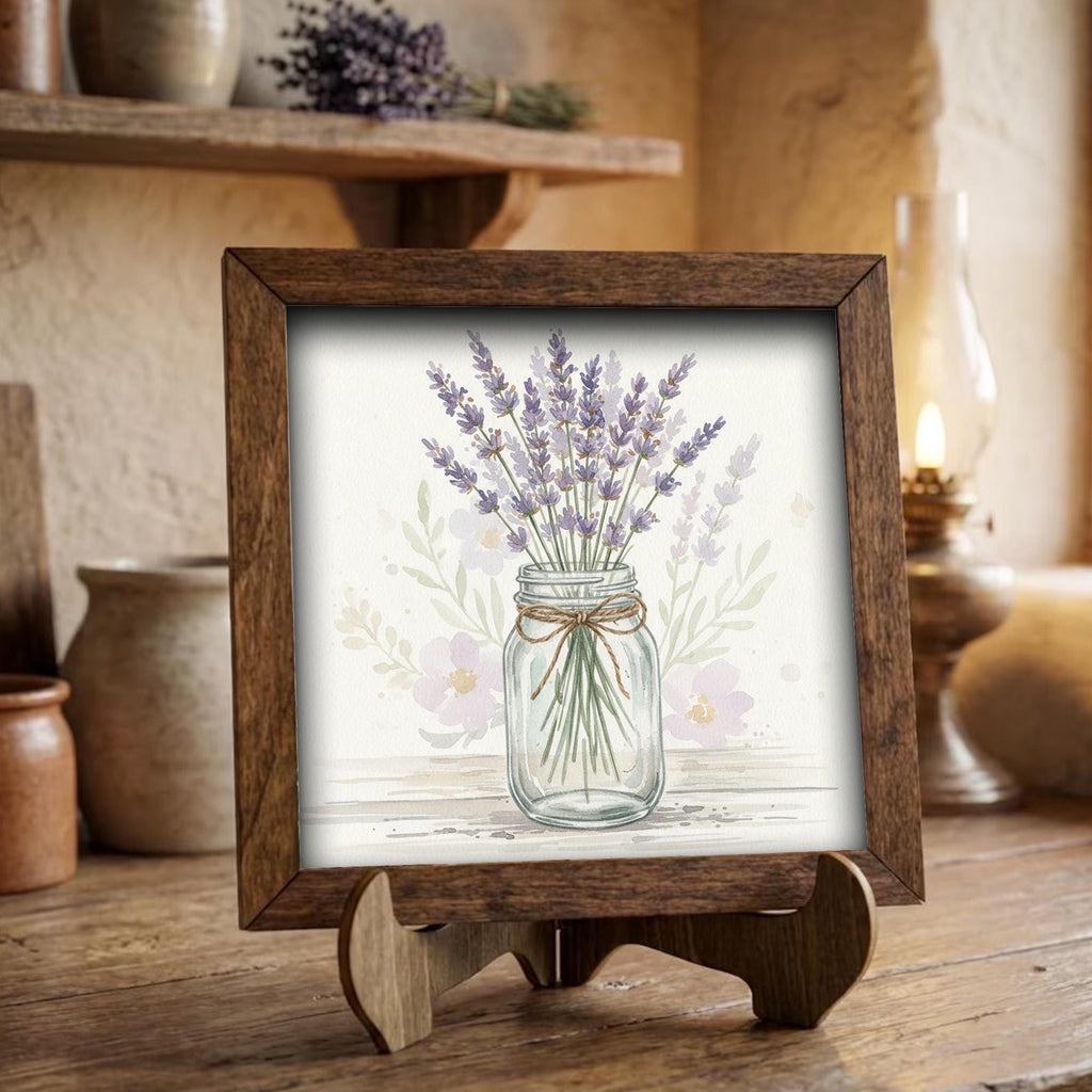 Lavender Flower Wall Art Sign – Rustic Mason Jar Framed Art Print - TheGrumpyRooster