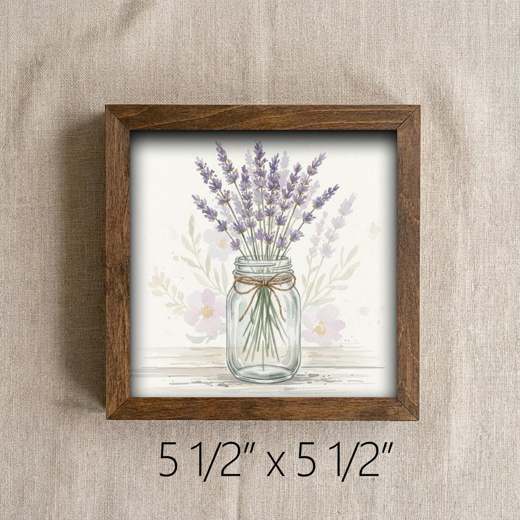 Lavender Flower Wall Art Sign – Rustic Mason Jar Framed Art Print - TheGrumpyRooster