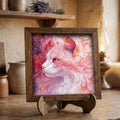 Framed Pink Cat Art Print | Watercolor Pet Portrait Decor