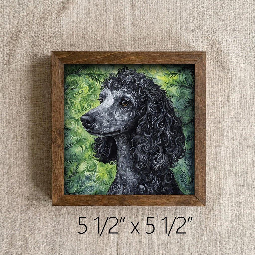Framed Poodle Art Print | Rustic Farmhouse Pet Portrait Decor