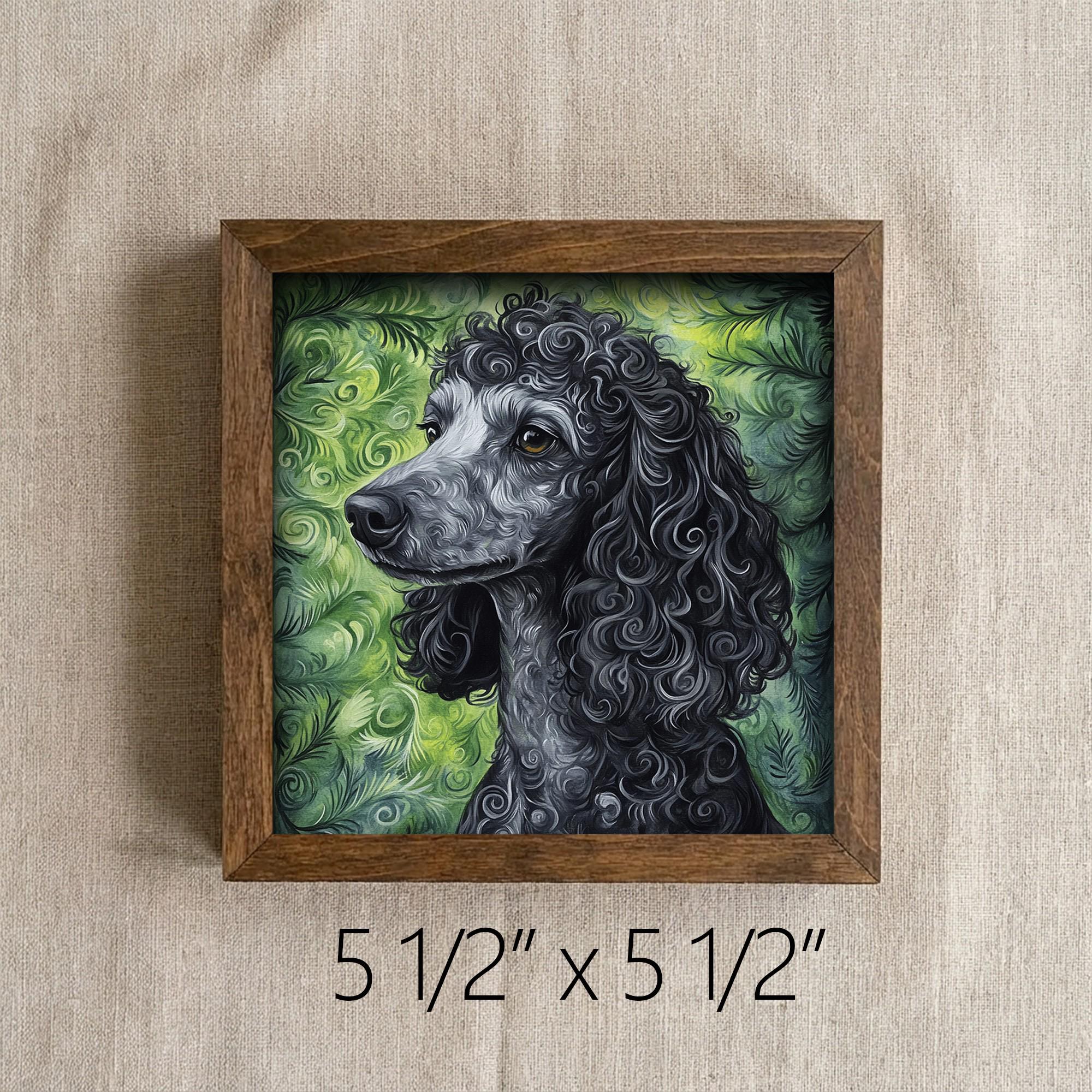 Framed Poodle Art Print | Rustic Farmhouse Pet Portrait Decor