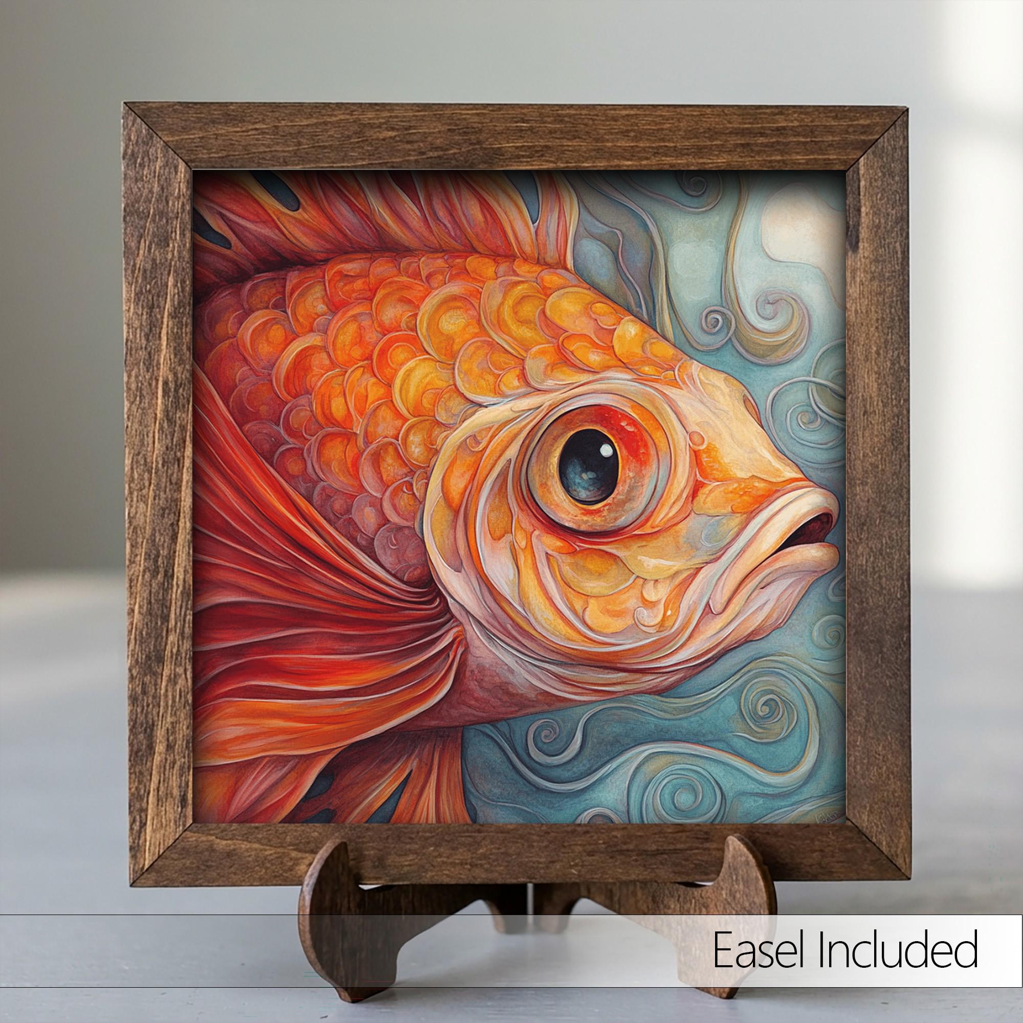 Framed Goldfish Art Print | Watercolor Pet Portrait Shelf Decor