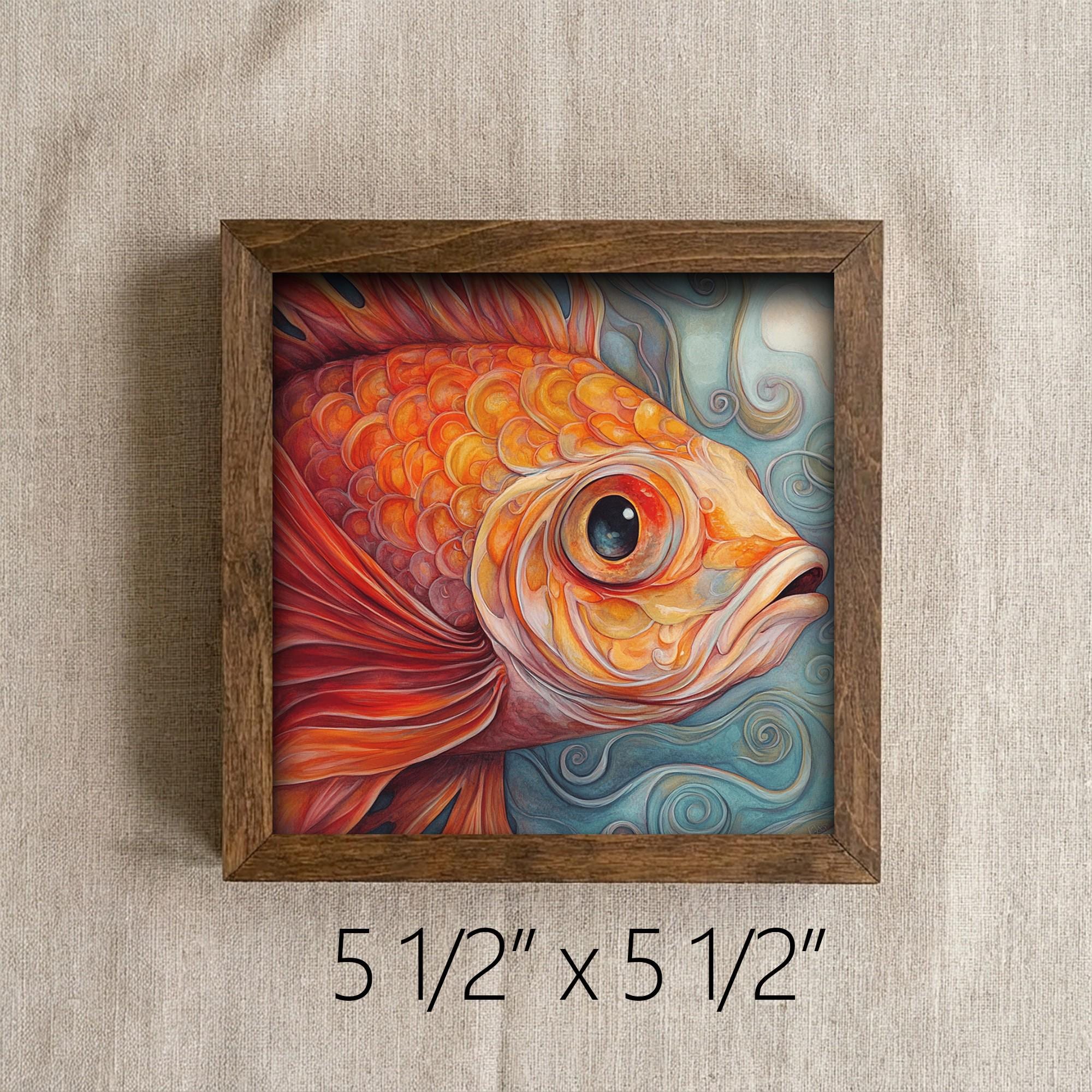 Framed Goldfish Art Print | Watercolor Pet Portrait Shelf Decor