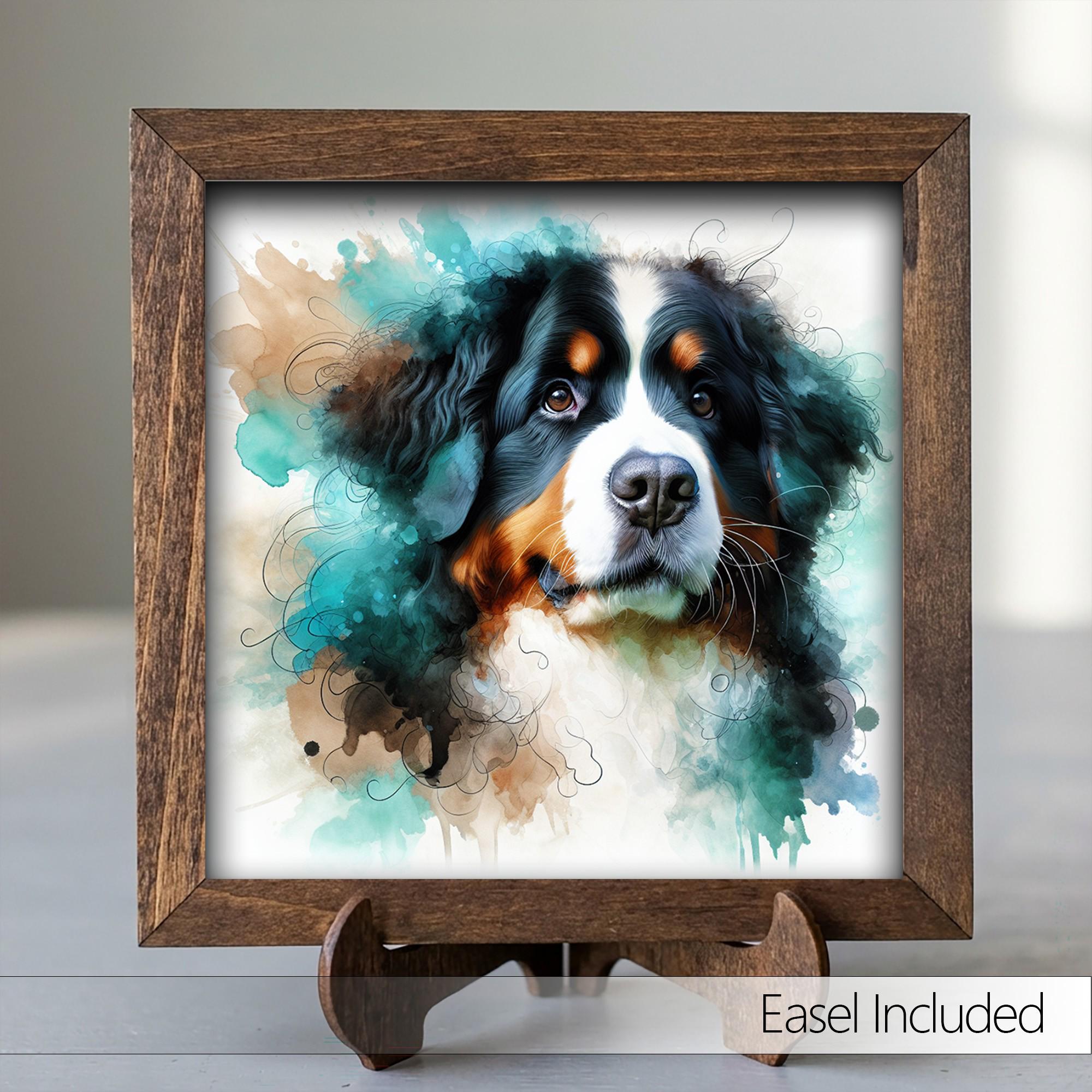 Framed Bernese Mountain Dog Art Print | Watercolor Farmhouse Decor