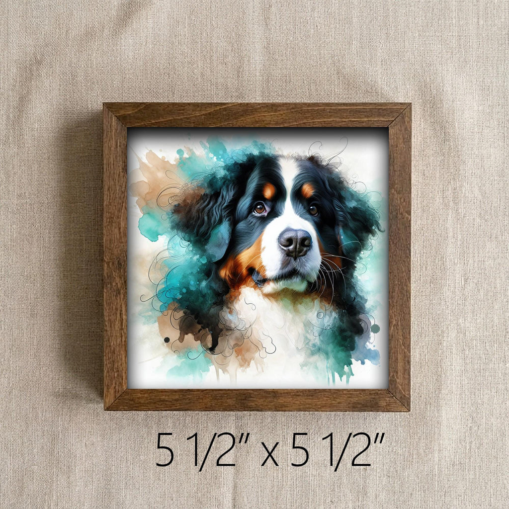 Framed Bernese Mountain Dog Art Print | Watercolor Farmhouse Decor