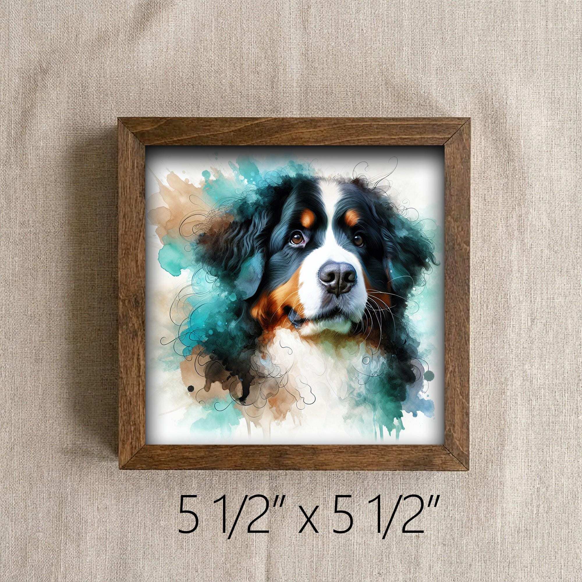 Framed Bernese Mountain Dog Art Print | Watercolor Farmhouse Decor