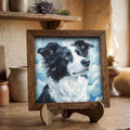 Framed Border Collie Art Print | Rustic Farmhouse Dog Decor