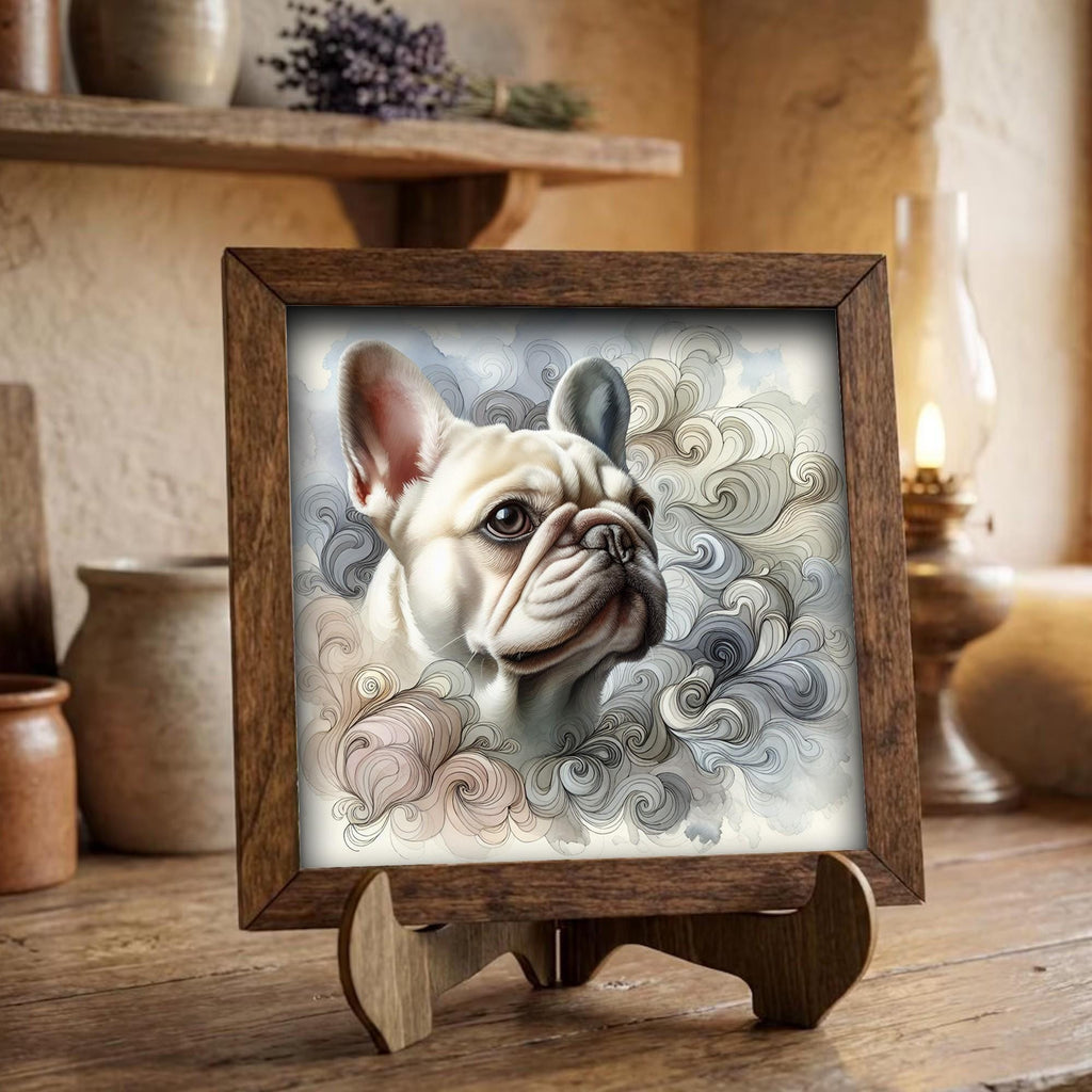 Framed French Bulldog Art Print | Rustic Farmhouse Pet Decor