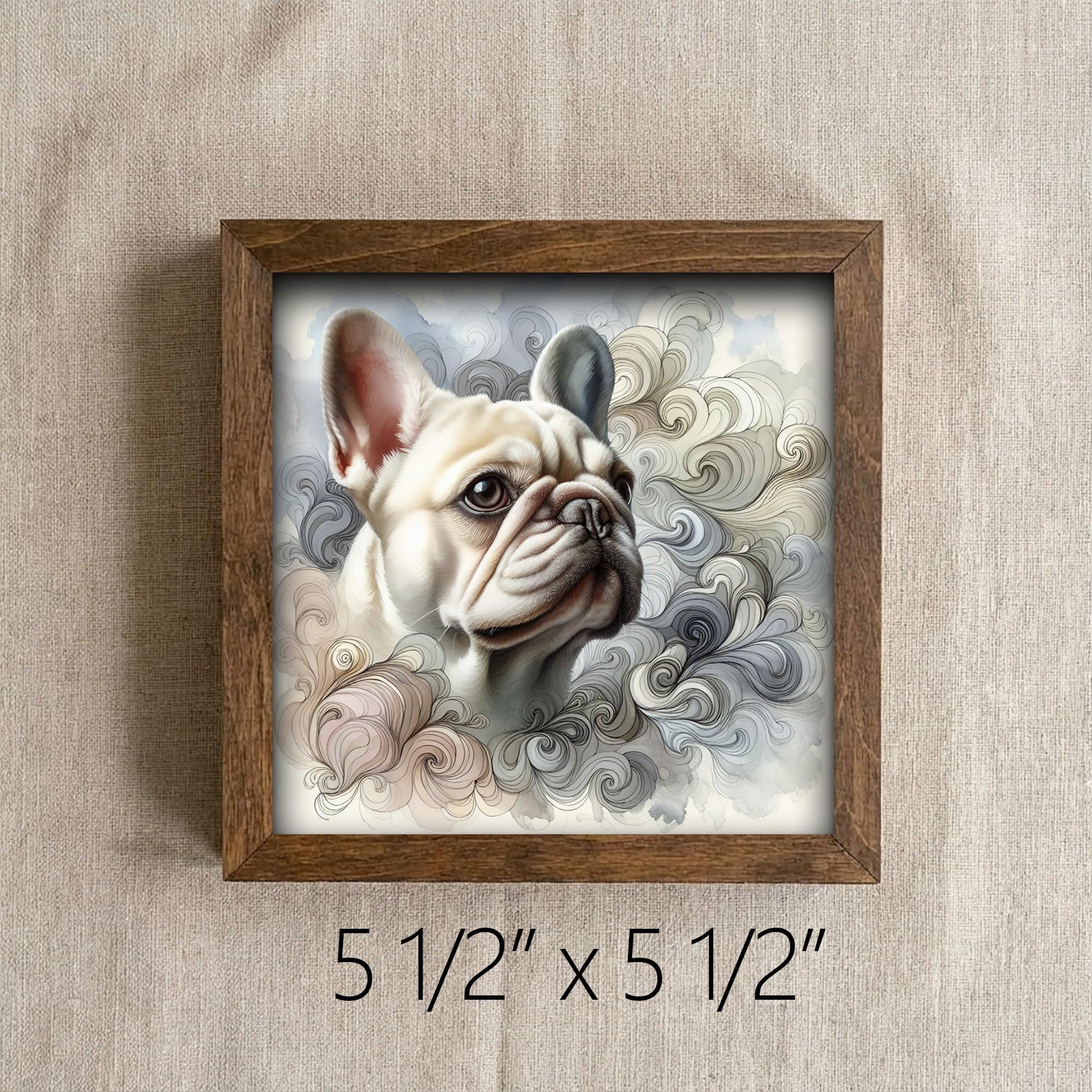 Framed French Bulldog Art Print | Rustic Farmhouse Pet Decor