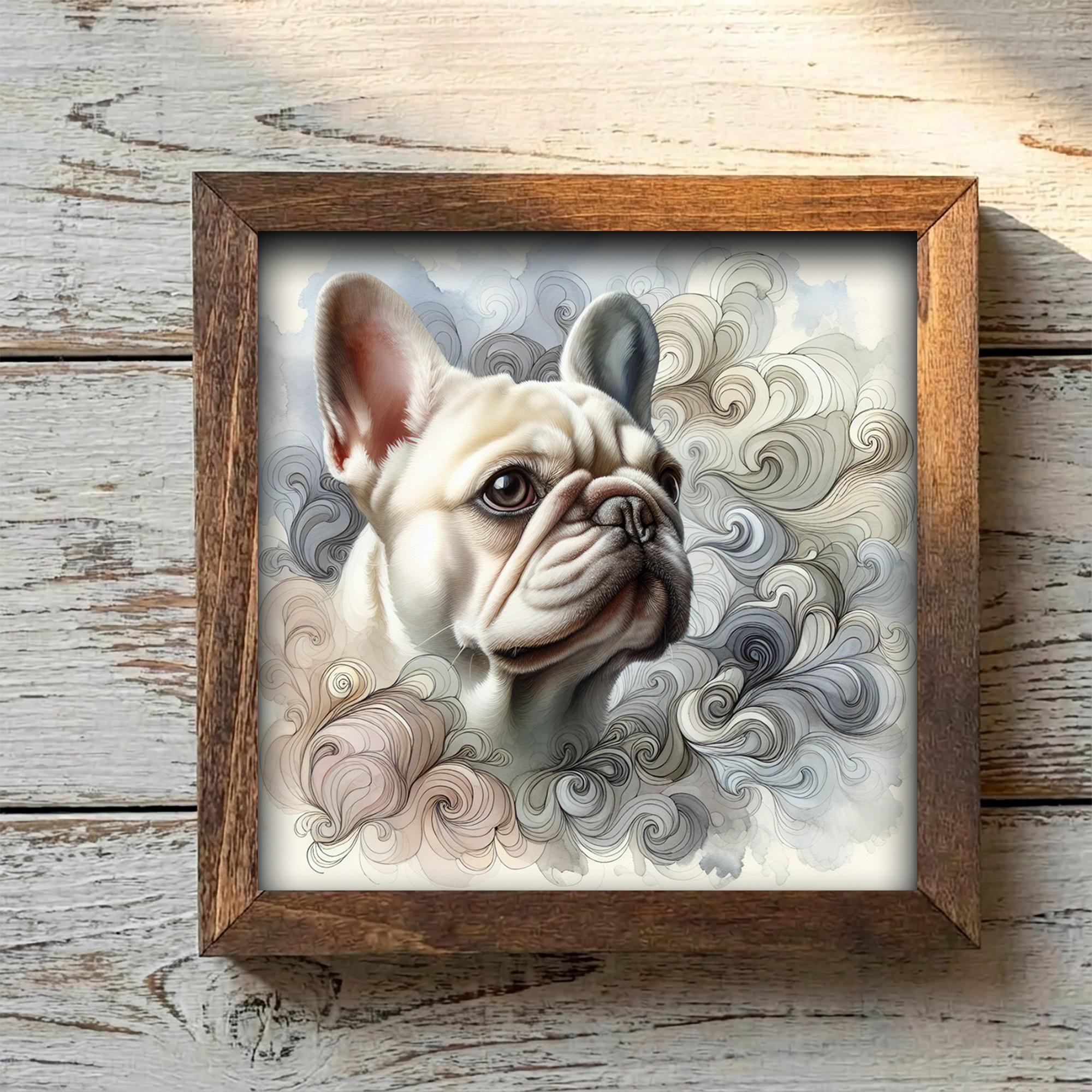 Framed French Bulldog Art Print | Rustic Farmhouse Pet Decor