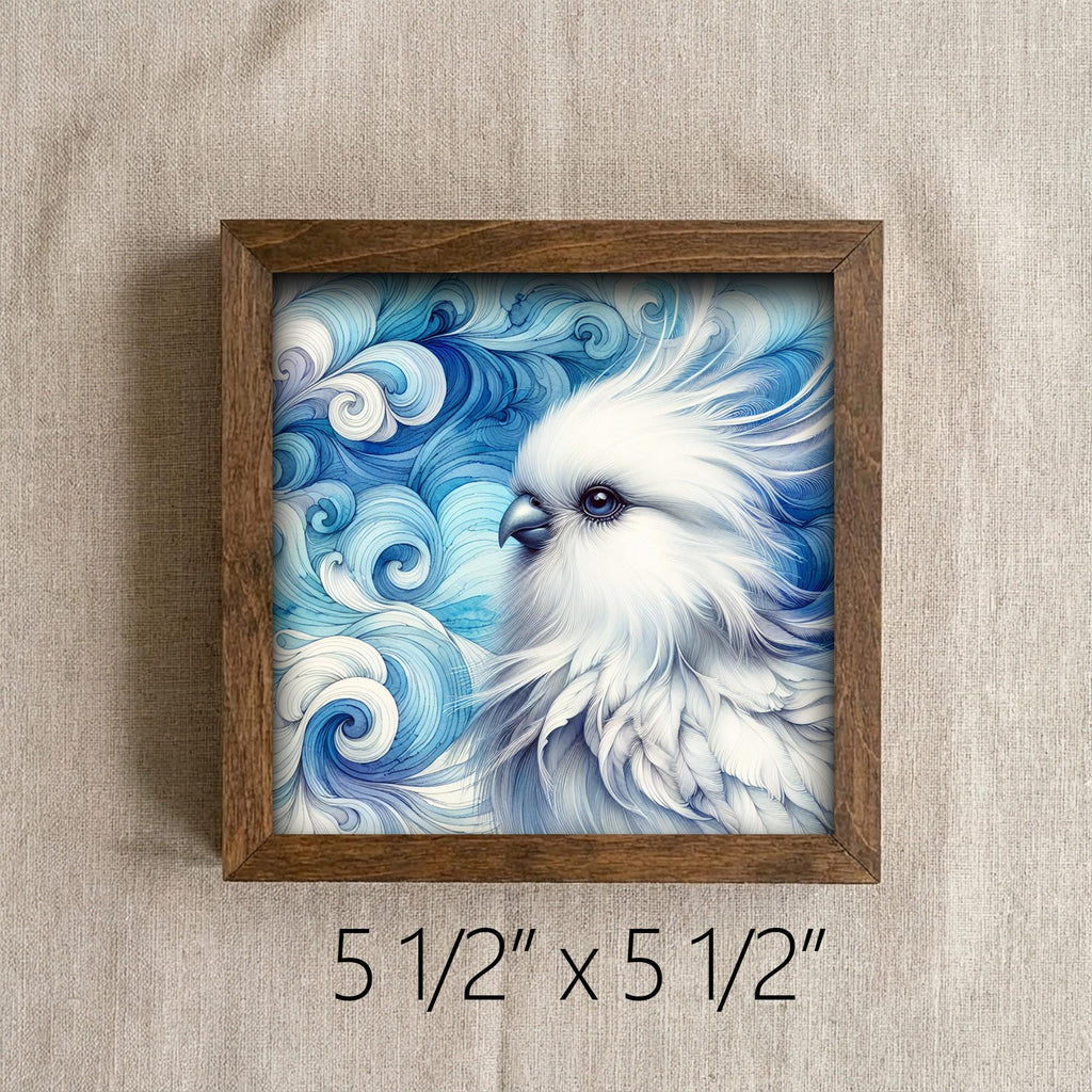 Framed White Dove Art Print | Blue Watercolor Bird Shelf Decor