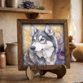 Framed Husky Dog Art Print | Rustic Farmhouse Shelf Decor