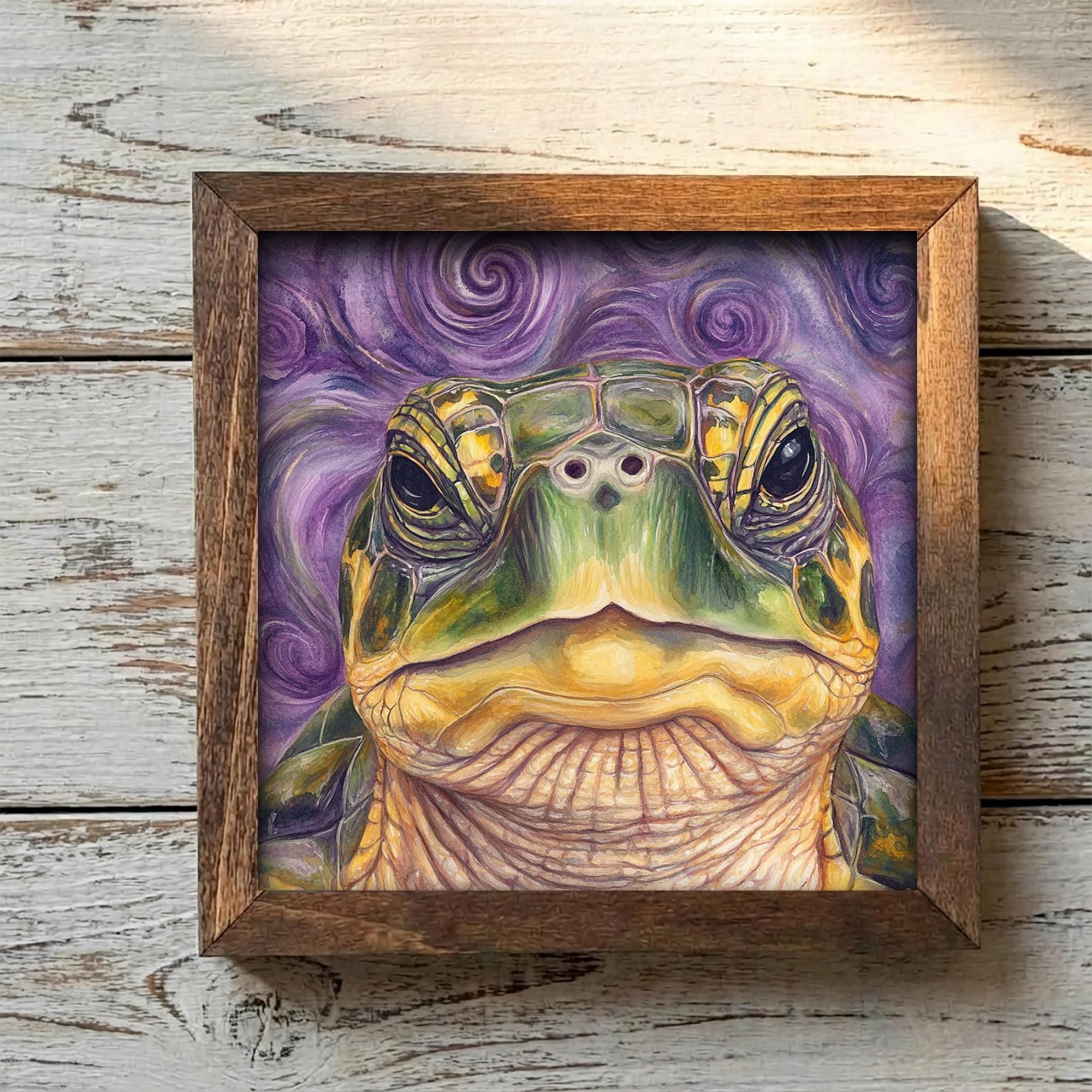 Framed Sea Turtle Art Print | Whimsical Coastal Farmhouse Decor