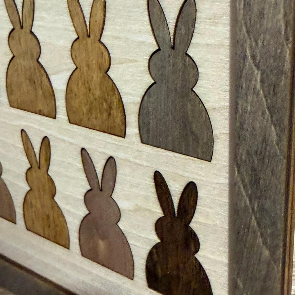 Rustic Farmhouse Bunny Grid Wall Art | Layered Wood Cottage Decor | Neutral Home Decor Gift - TheGrumpyRooster