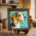 Framed Beagle Art Print | Watercolor Dog Portrait Shelf Decor