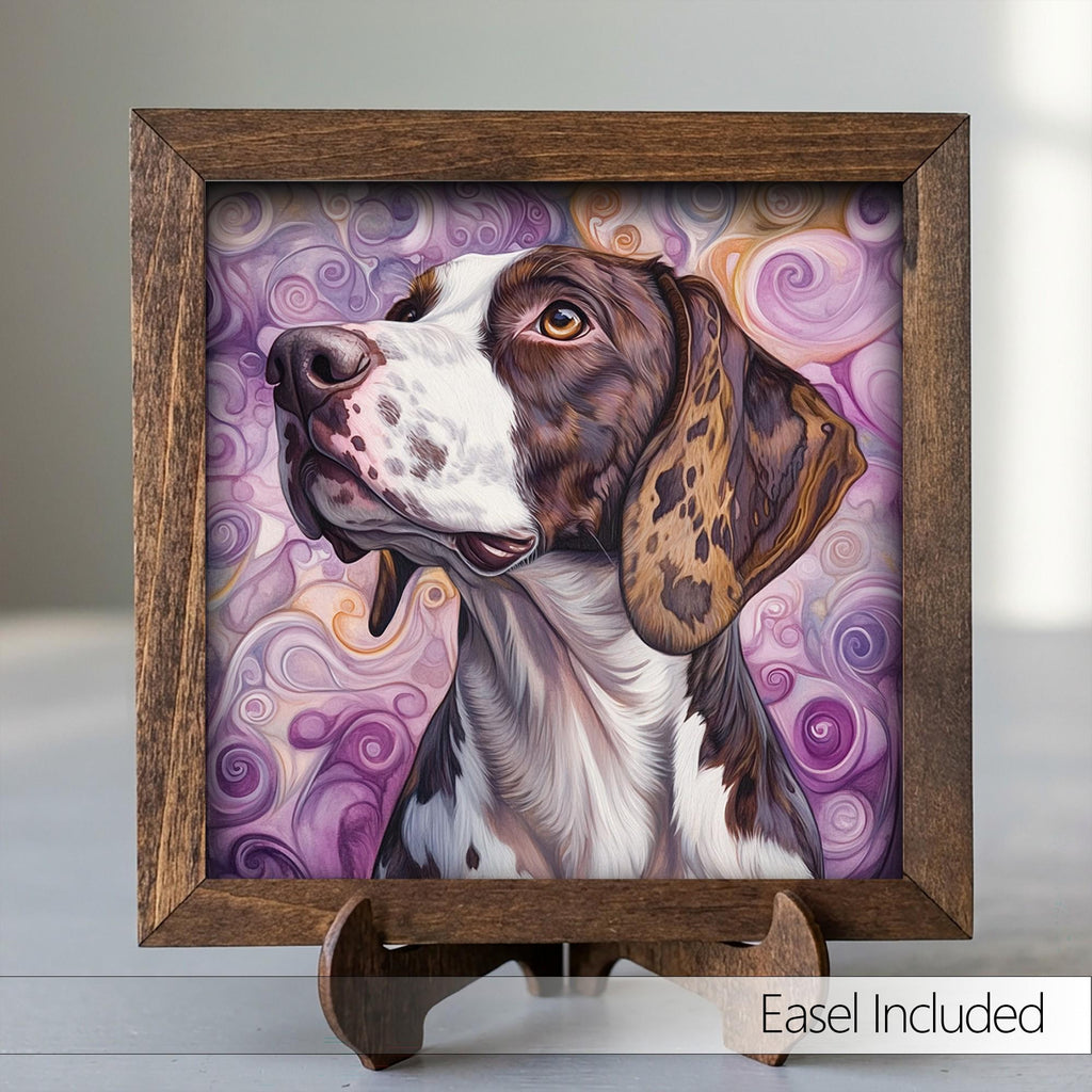 Framed Pointer Dog Art Print | Rustic Farmhouse Shelf Decor