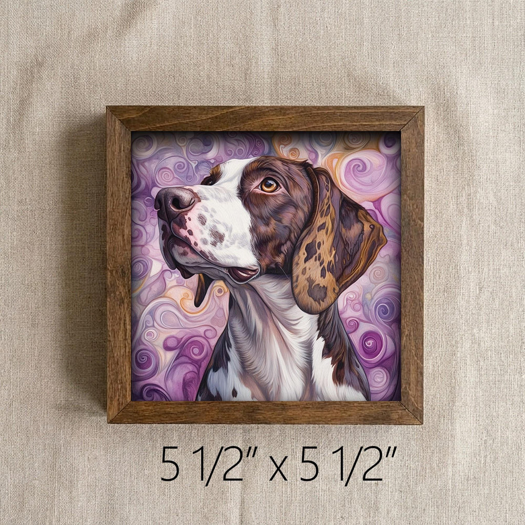 Framed Pointer Dog Art Print | Rustic Farmhouse Shelf Decor