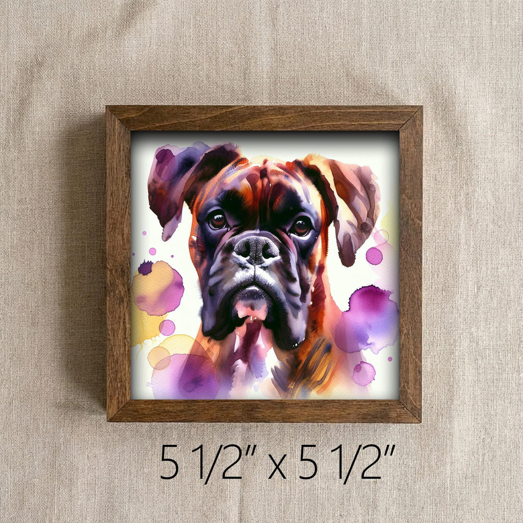 Framed Boxer Dog Art Print | Watercolor Pet Portrait Decor