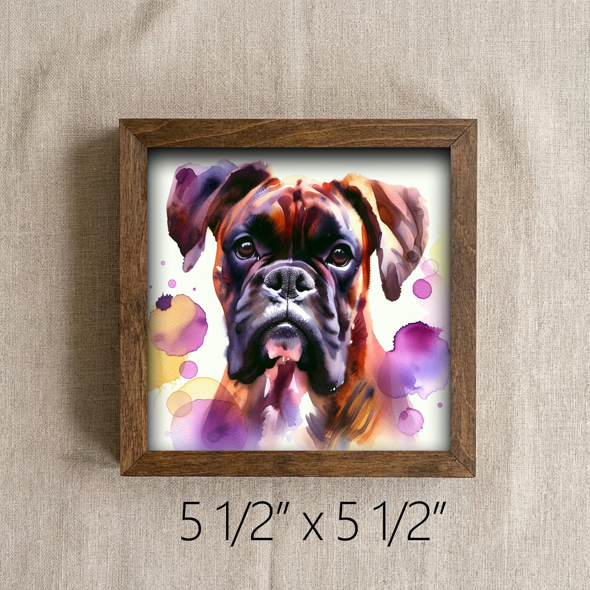 Framed Boxer Dog Art Print | Watercolor Pet Portrait Decor
