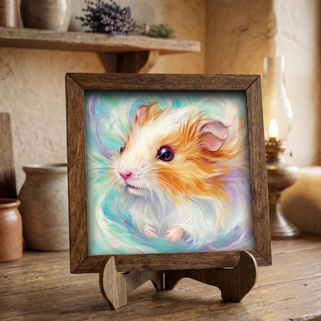 Framed Hamster Art Print | Watercolor Pet Portrait Shelf Decor
