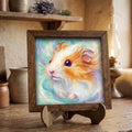 Framed Hamster Art Print | Watercolor Pet Portrait Shelf Decor
