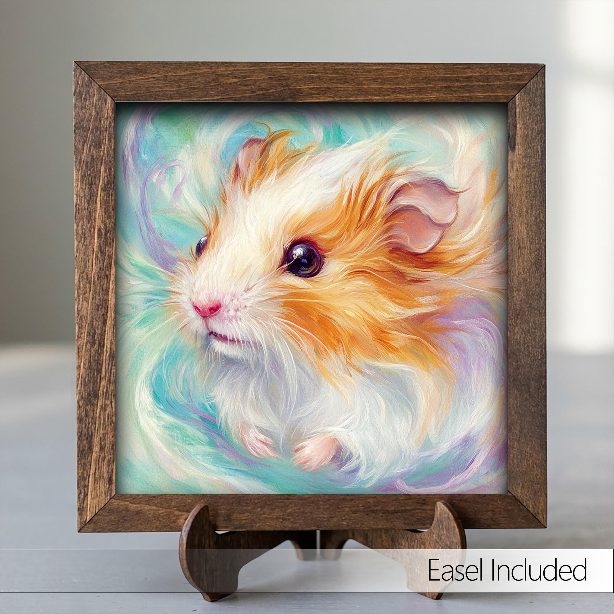 Framed Hamster Art Print | Watercolor Pet Portrait Shelf Decor