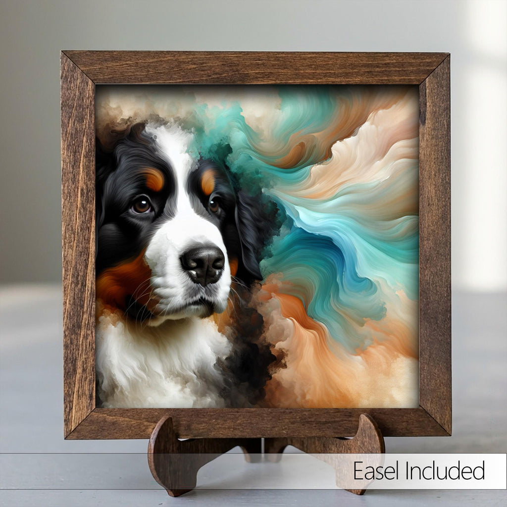 Framed Bernese Mountain Dog Art Print | Watercolor Pet Portrait Decor