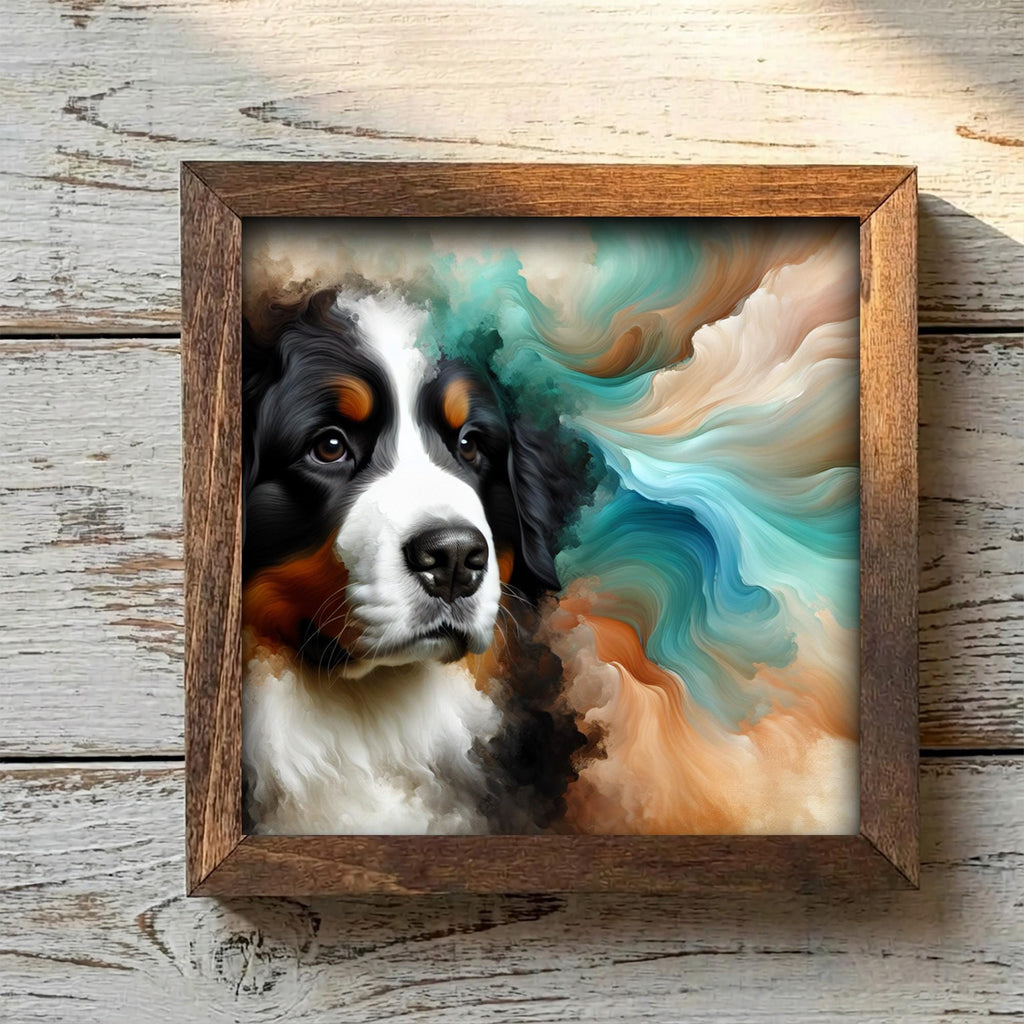 Framed Bernese Mountain Dog Art Print | Watercolor Pet Portrait Decor