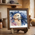 Framed Golden Retriever Art Print | Watercolor Dog Shelf Decor