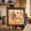 Framed Golden Retriever Art Print | Rustic Farmhouse Shelf Decor