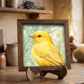 Framed Yellow Bird Art Print | Rustic Farmhouse Shelf Decor