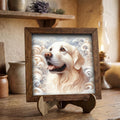 Framed Golden Retriever Art Print | Rustic Farmhouse Shelf Decor