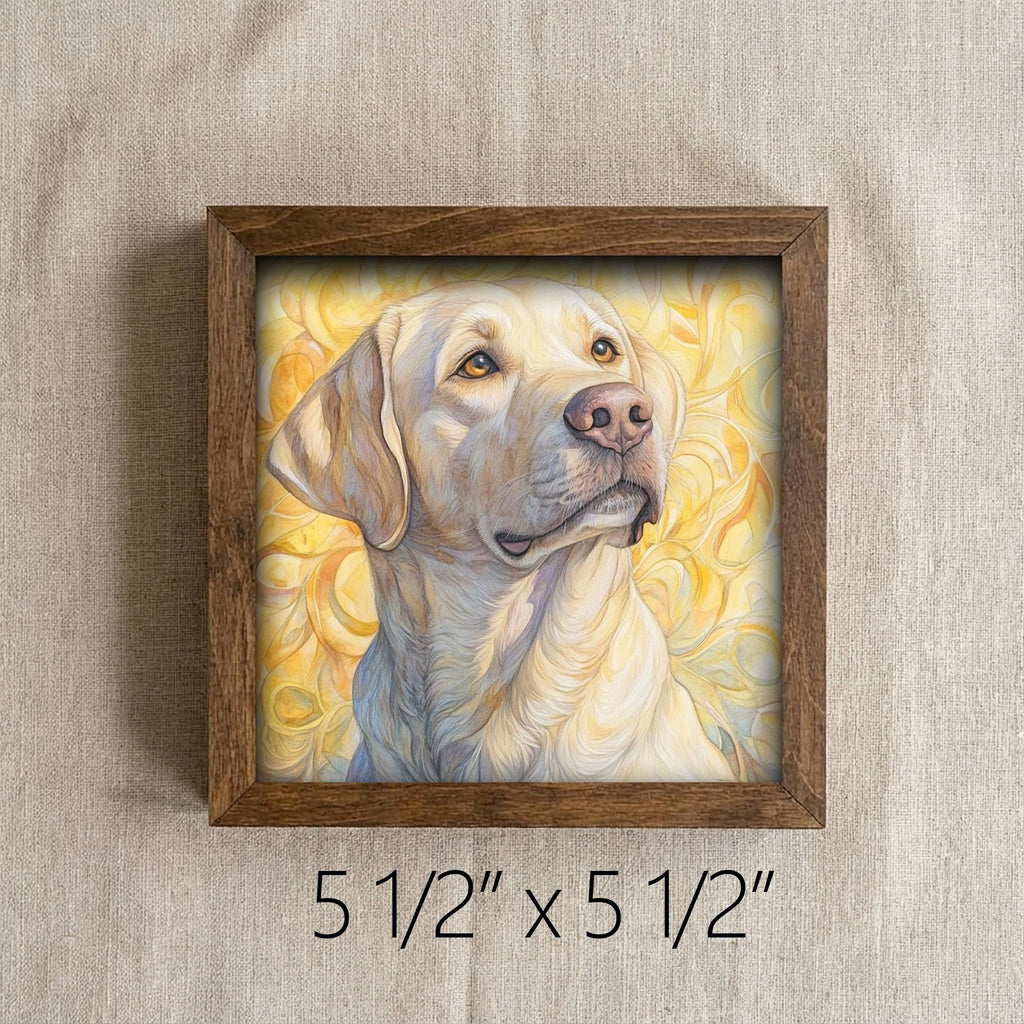 Framed Yellow Lab Art Print | Rustic Farmhouse Dog Decor