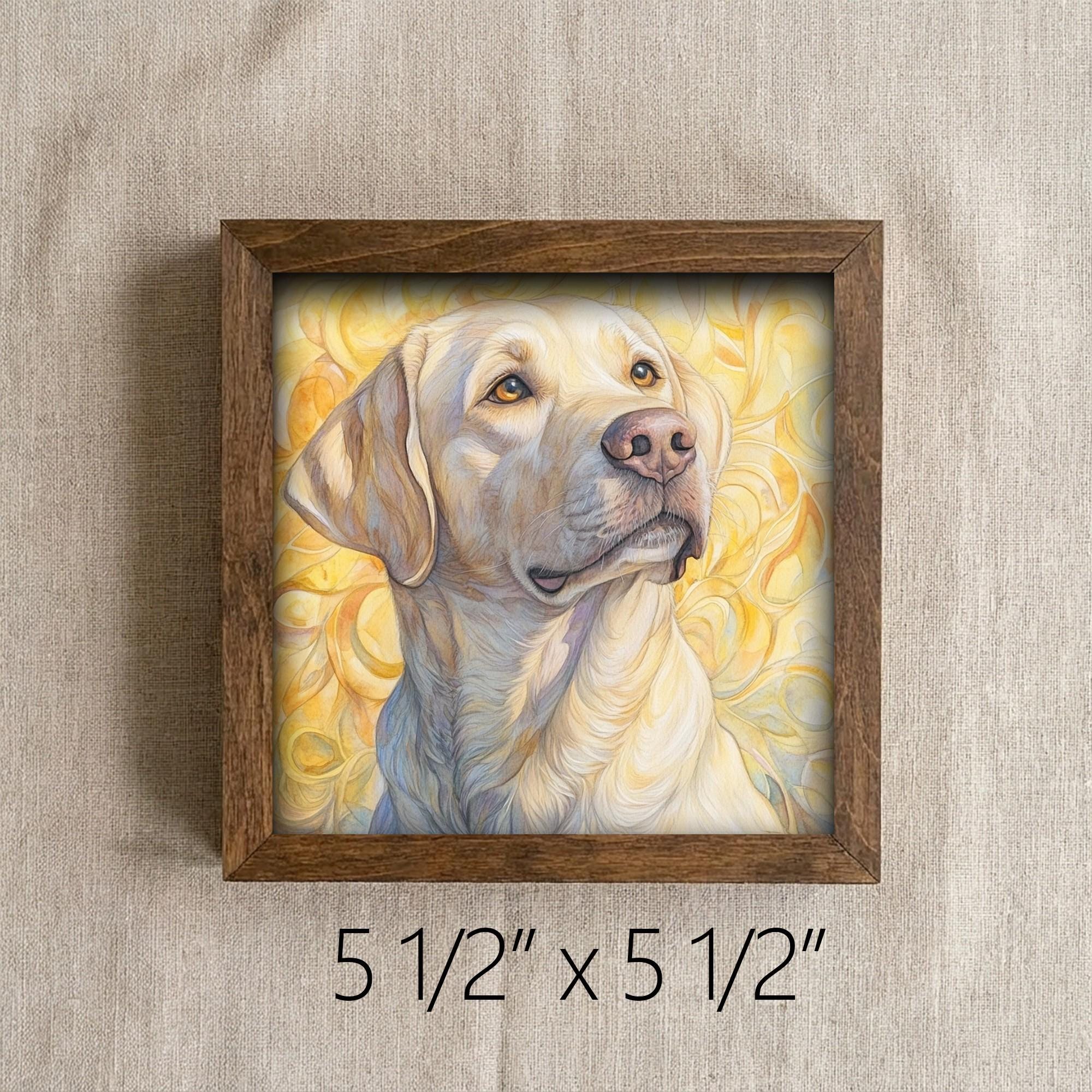 Framed Yellow Lab Art Print | Rustic Farmhouse Dog Decor