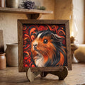 Framed Guinea Pig Art Print | Rustic Farmhouse Shelf Decor