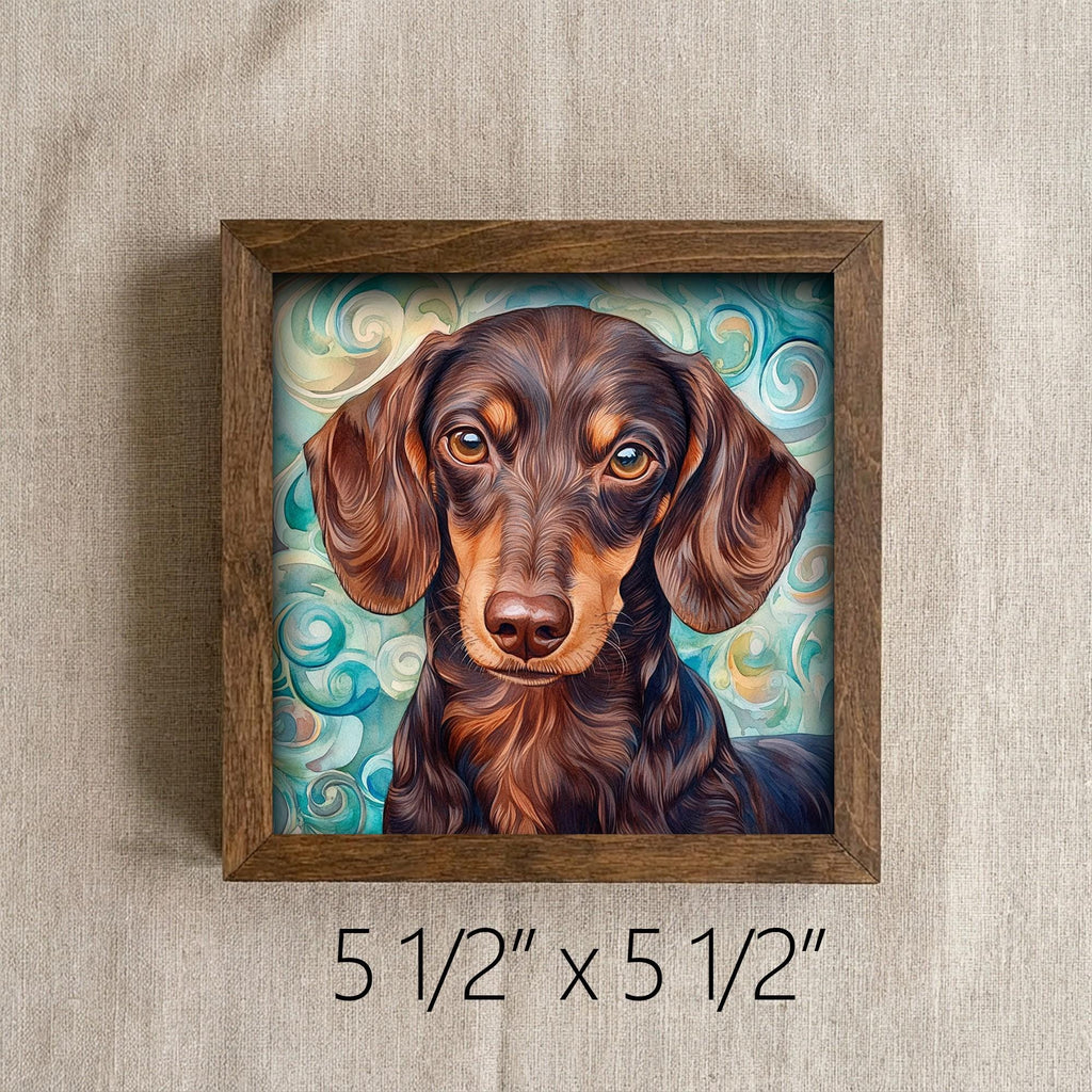 Framed Dachshund Art Print | Rustic Farmhouse Pet Decor