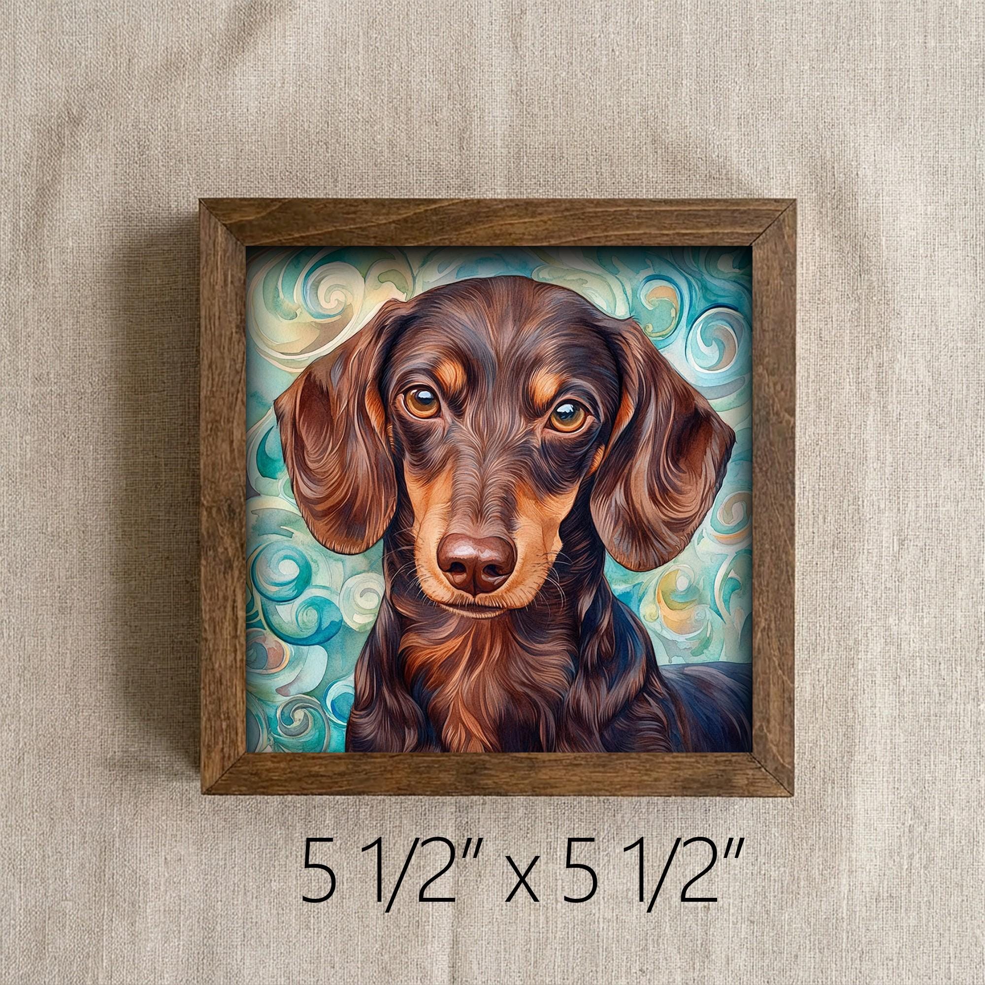 Framed Dachshund Art Print | Rustic Farmhouse Pet Decor