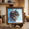 Framed Tabby Cat Art Print | Rustic Farmhouse Shelf Decor