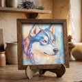 Framed Husky Art Print | Watercolor Dog Portrait Shelf Decor