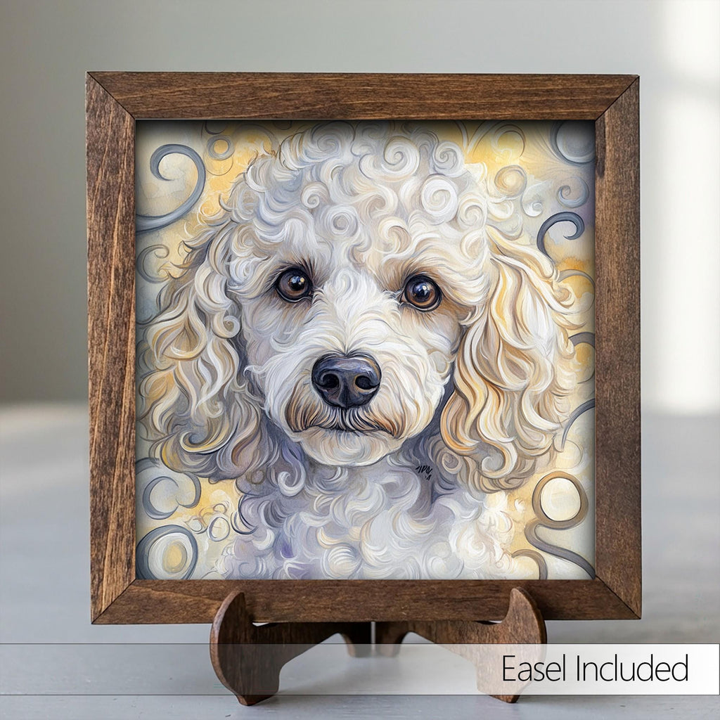 Framed Poodle Art Print | Watercolor Dog Portrait Shelf Decor