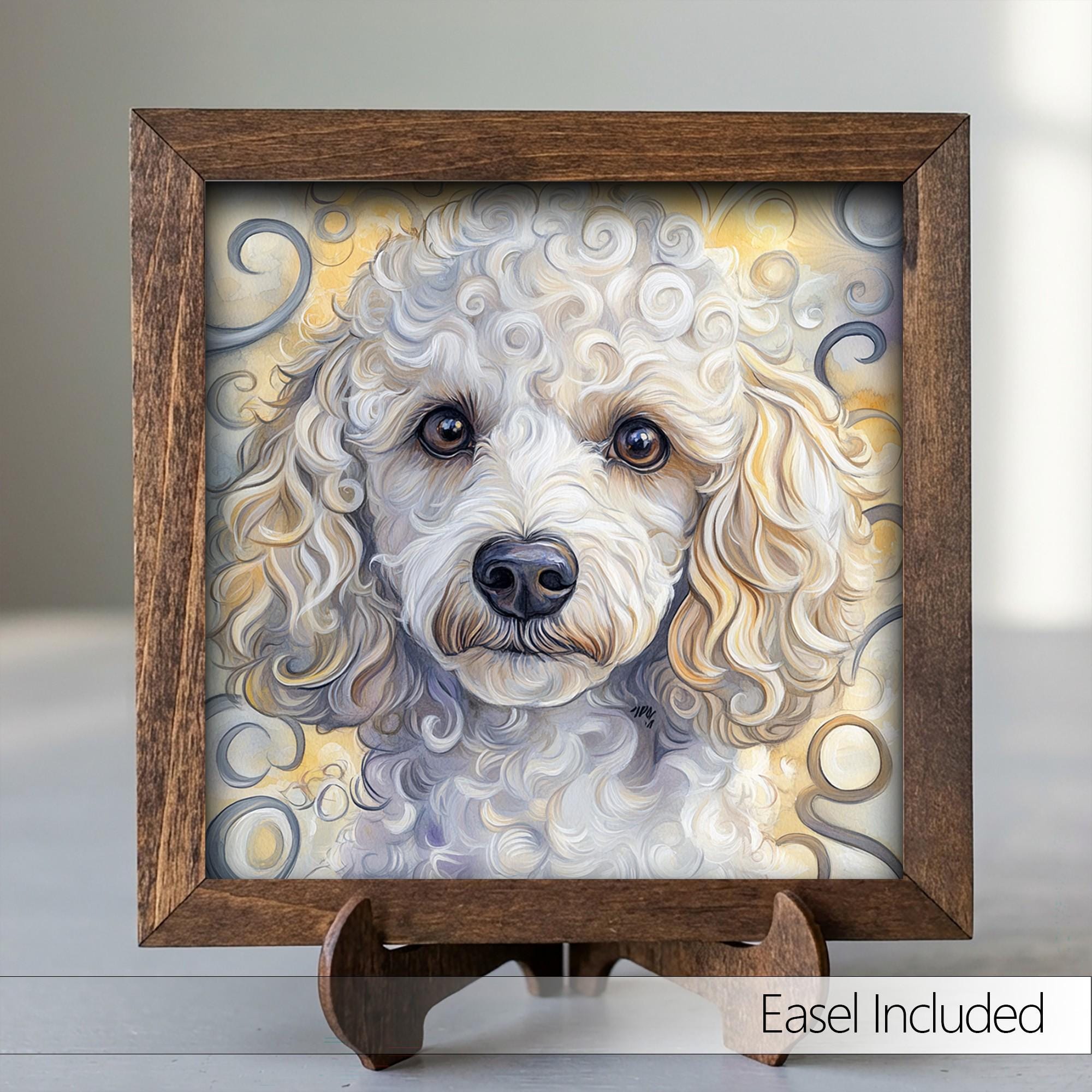 Framed Poodle Art Print | Watercolor Dog Portrait Shelf Decor