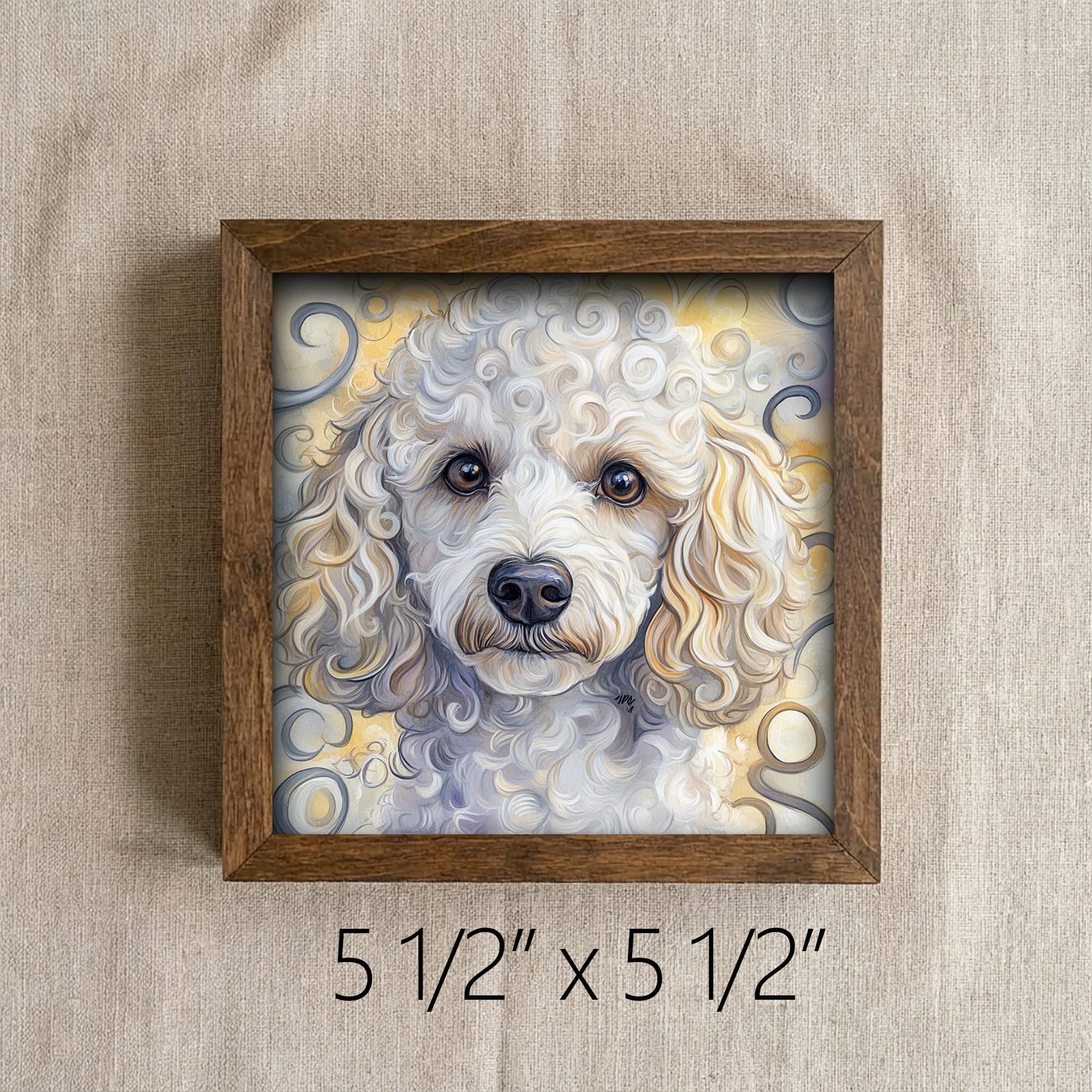 Framed Poodle Art Print | Watercolor Dog Portrait Shelf Decor