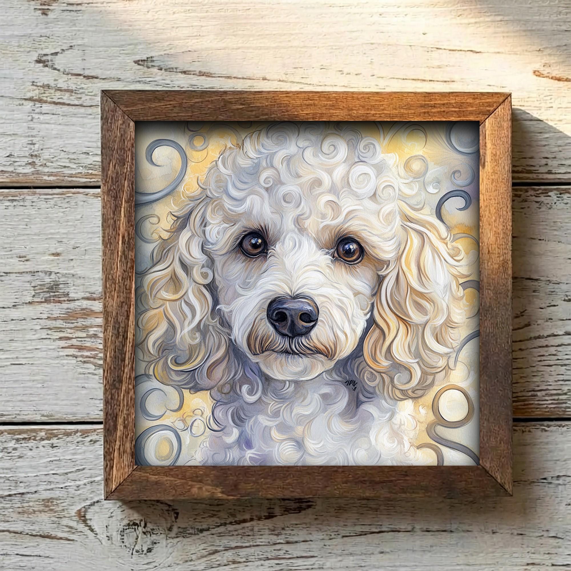 Framed Poodle Art Print | Watercolor Dog Portrait Shelf Decor