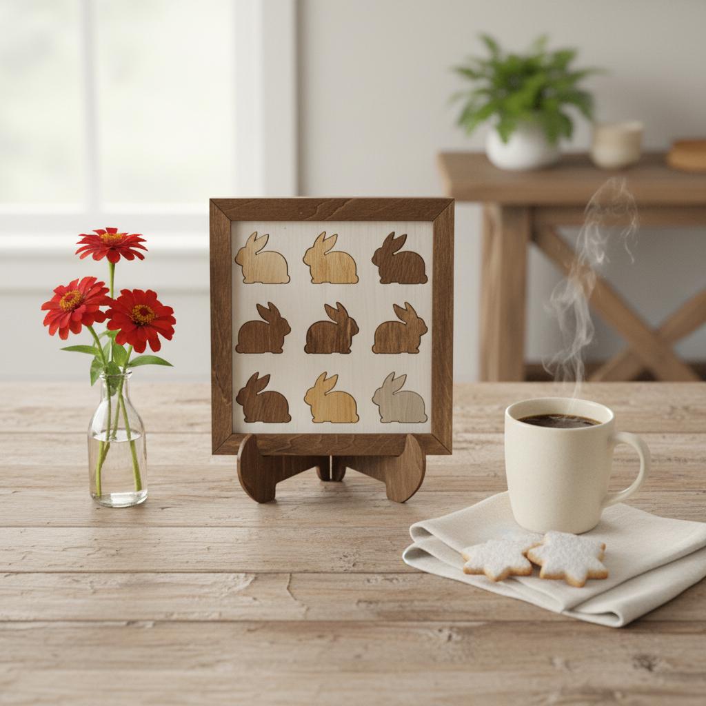 Rustic Wooden Bunny Frame Decor | Farmhouse Wood Wall Art | Shelf Sitter Bunny Decor | Country Home Gift Idea - TheGrumpyRooster